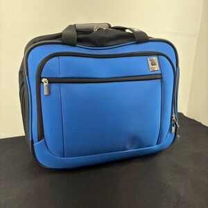Delsey Air Spree 17in Trolley Tote Lightweight Rolling Carry On Bag Blue Handle